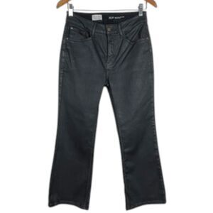 Pilcro Yaya Coated Crop Flare Jeans Black Size 30P Anthropologie EUC